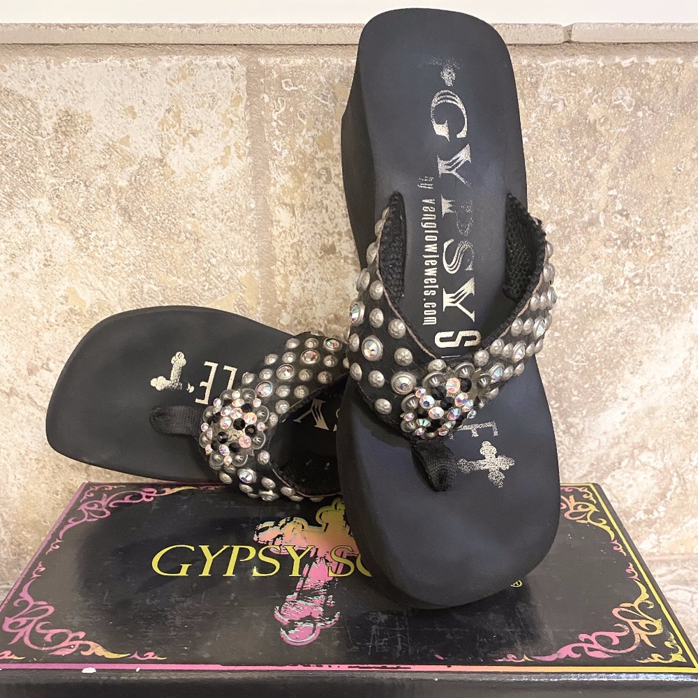 Gypsy Soule Flip Flop Wedge Dress Sandals Size 11